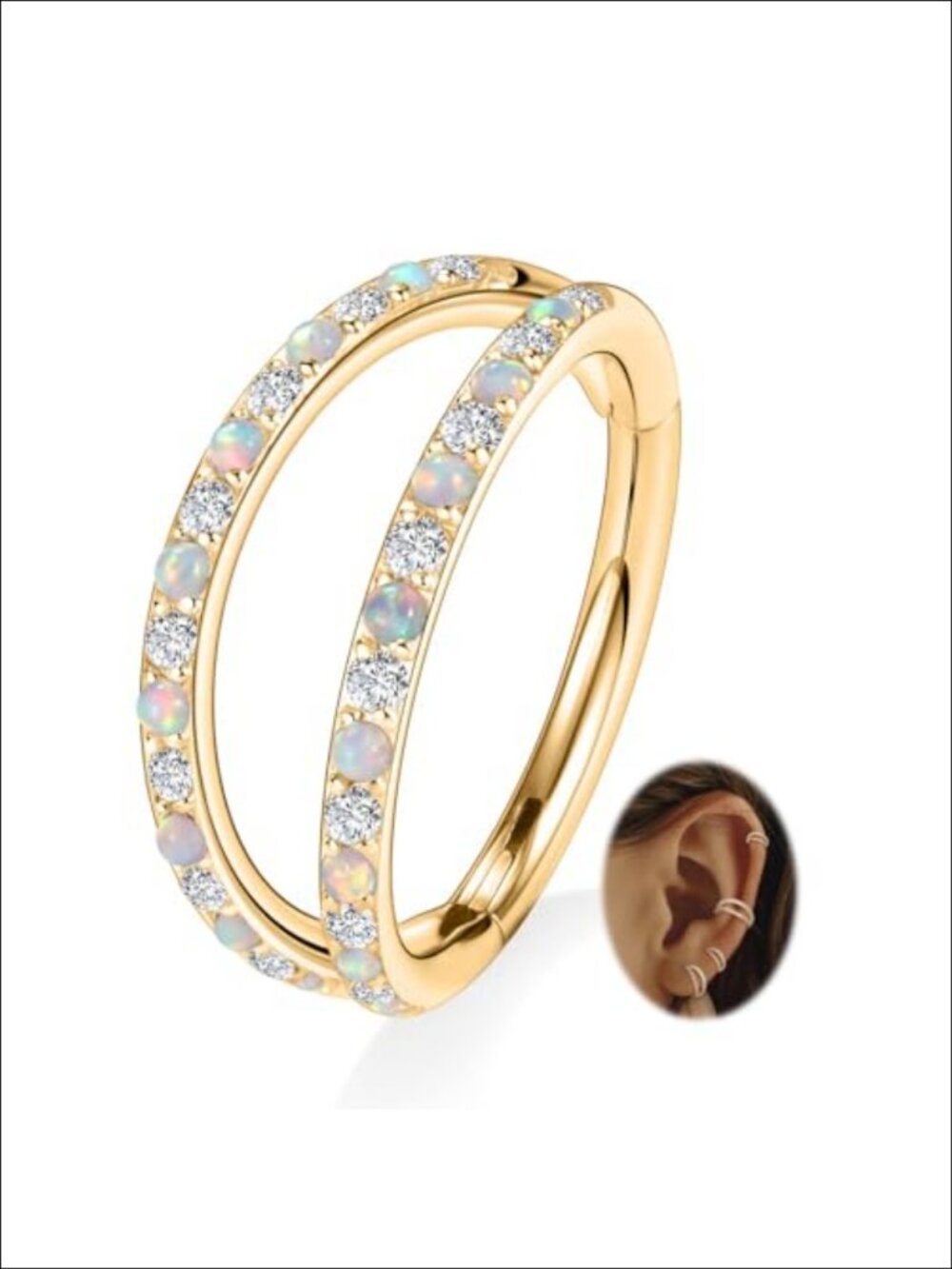 Double Nose Ring Hoop Conch Helix Cartilage Piercing Jewelry for Women